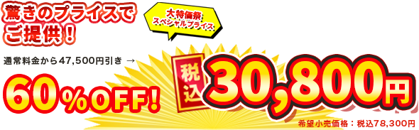 60%OFF 税込30800円